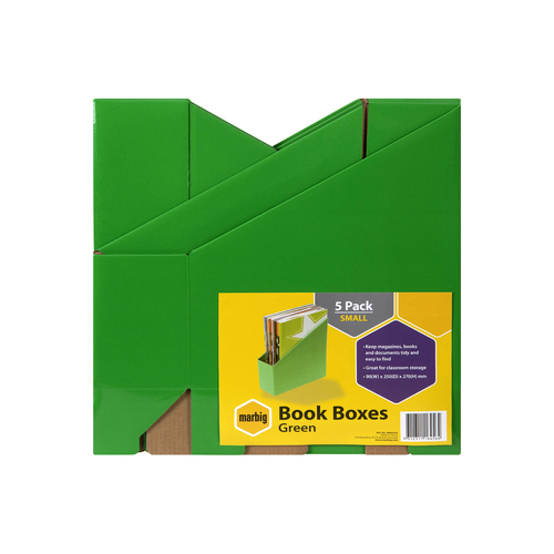5pc Marbig 27x9cm Magazine Book Storage Holder Box Small - Green