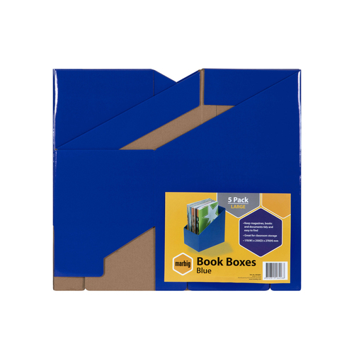 5pc Marbig 27x17cm Magazine Book Storage Holder Box Large - Blue