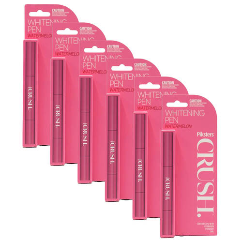 6PK Piksters 2ml Teeth Whitening Pen Gel Crush Watermelon