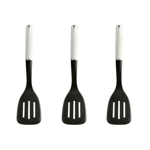 3PK KitchenAid Nylon Slotted Turner Utensil 34cm - White