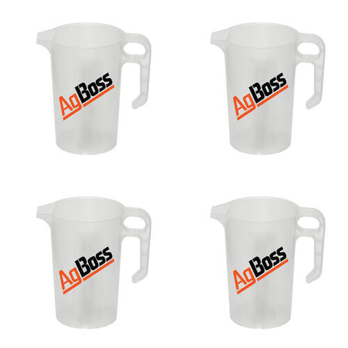 4PK AgBoss PourMaxx Logo Chemical Resistant Industrial Measuring Jug 1L