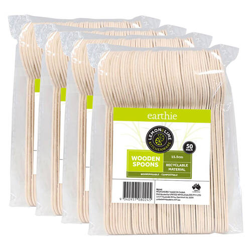 200PK Lemon & Lime Eco Wooden Spoons