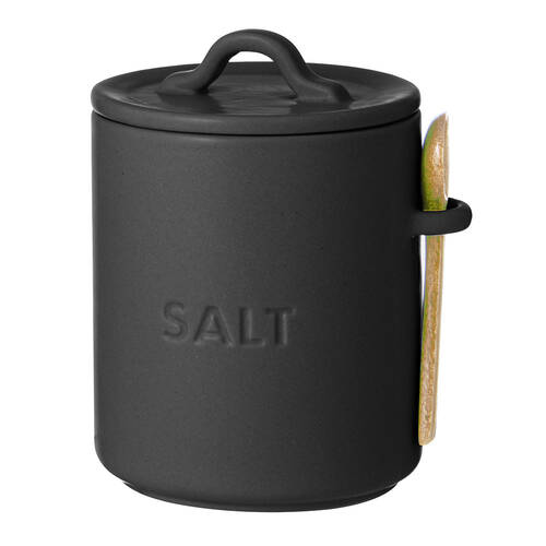 Ladelle Essentials Salt Cellar Storage 11.5x10cm - Charcoal