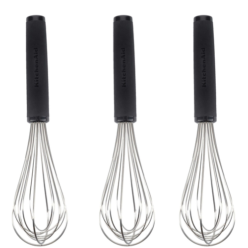3PK KitchenAid Soft Touch Whisk Utensil Nylon 27cm - Black