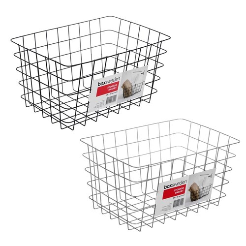 2PK Boxsweden Wire Storage Basket 38X27X21cm Assorted