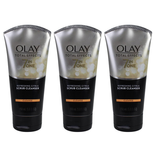 3x Olay 150ml Total Effects 7 In One Citrus Scrub Cleanser