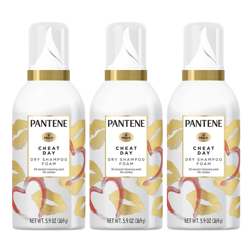 3PK Pantene Dry Shampoo Foam Cheat Day 169g Residue-Free Vanilla/Jasmine Scent
