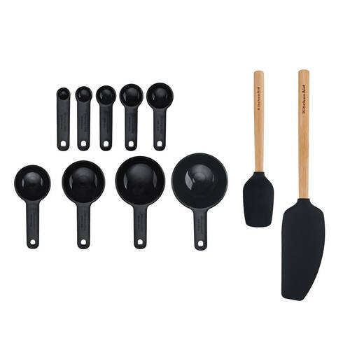 11pc KitchenAid Plastic Baking Measuring Cooking Utensil Set - Black