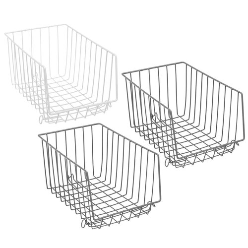 3PK Boxsweden Wire Stackable Storage Basket 33X21X17cm Assorted