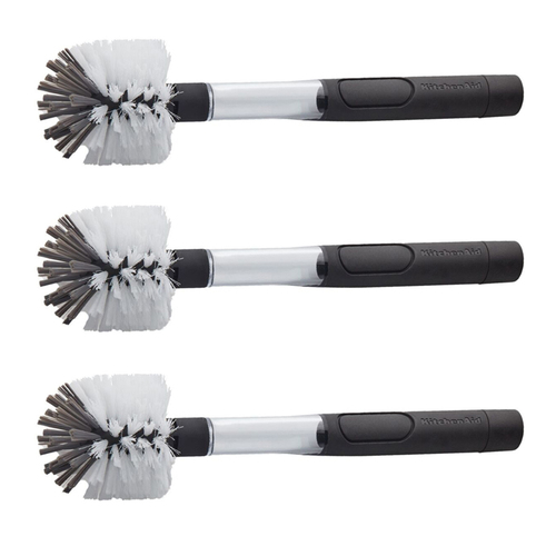 3PK KitchenAid Plastic Soap Dispensing Bottle Brush Cleaner 31cm - Black