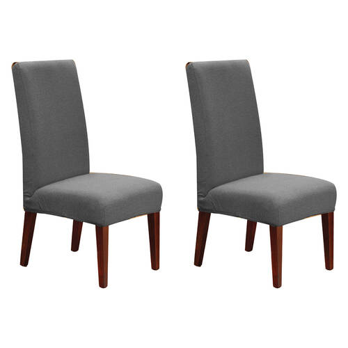 2PK Elan Urban Dining Chair Cover Wrinkle Resistant - Grey Marle 106cm
