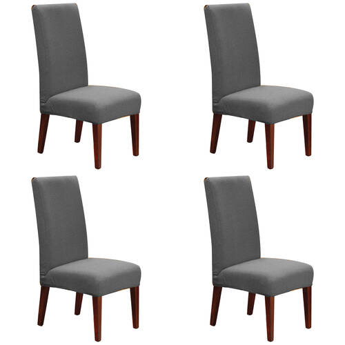 4PK Elan Urban Dining Chair Cover Wrinkle Resistant - Grey Marle 106cm
