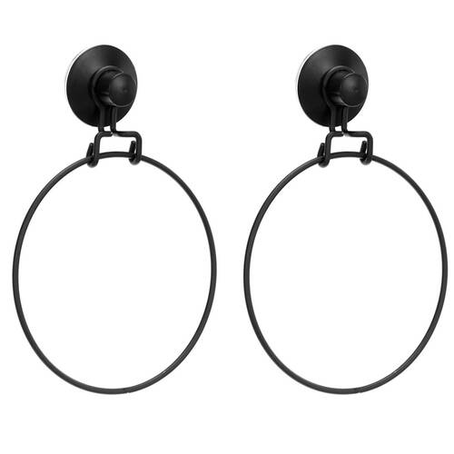 2PK Boxsweden Wire Suction Towel Ring Holder - Black