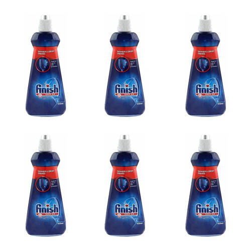 6PK Finish Shine & Dry Dishwasher Regular Liquid Rinse Aid 400ml - Blue