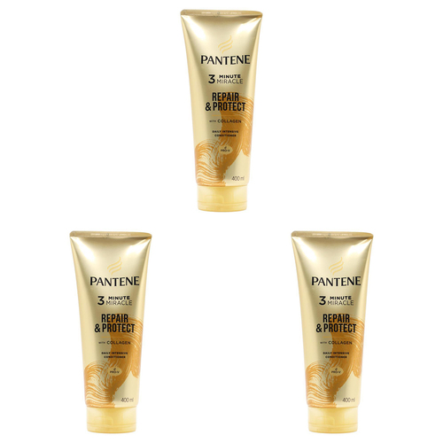 3PK Pantene 400ml Conditioner Repair & Protect 3 Minute Miracle w/ Collagen
