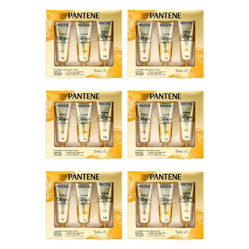 6x 3pc Pantene Intense Collagen Miracle Shots 15ml Hair Treatment - Gold