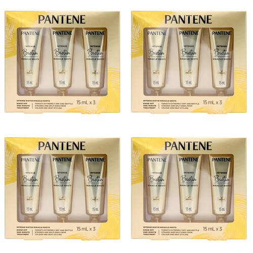 4x 3pc  Pantene 15ml Intense Biotin Miracle Shots Hair Treatment
