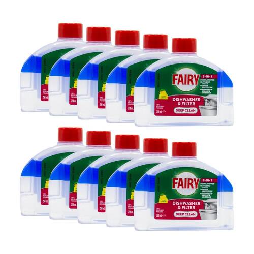 10PK Fairy 250ml Dishwasher & Filter Cleaner Deep Clean Lemon