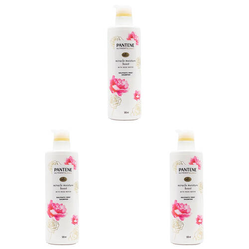 3PK Pantene 500ml Shampoo Pro V Miracle Moisture Boost Sulphate Free