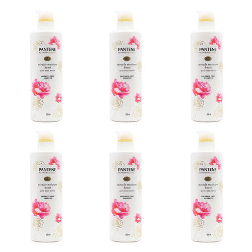 6PK Pantene 500ml Shampoo Pro V Miracle Moisture Boost Sulphate Free