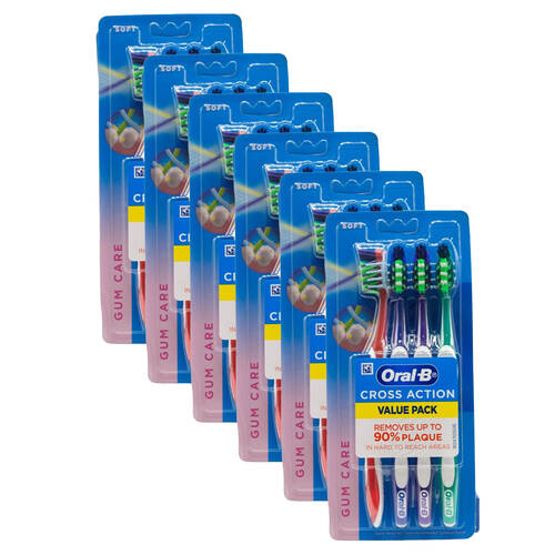 6x 4pc Oral B Cross Action Gum Care Soft Bristle Toothbrush Teeth Cleaning