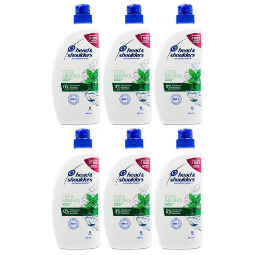 6PK Head & Shoulders Anti Dandruff Shampoo 660ml Cool Menthol Anti-Itch