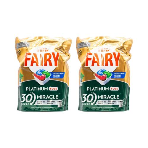 2x 56PK Fairy Platinum Plus Dishwasher Capsules/Tablets Fresh/Herbal Scent
