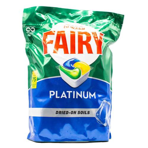 75pc Fairy Dishwasher Capsules Platinum Dish Cleaning Soap Lemon