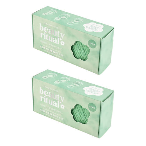 2PK Annabel Trends Beauty Ritual Hair Care Gift Box W/ Scrunchies & Brush Moss