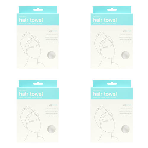 4PK Annabel Trends Spa Trends Microfibre Hair Drying Towel - White