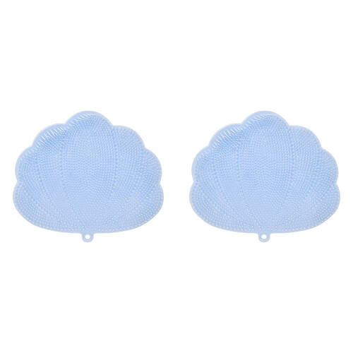 2PK Annabel Trends Shower Foot & Back Scrub Shower Mat Shell 30x26cm - Blue