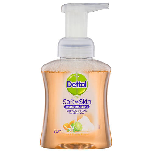 Dettol 250ml Liquid Soft on Skin Foam Hand Wash Pump - Lime & Orange Blossom