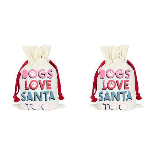 2PK Annabel Trends Pet Santa Sack 45x30cm - Dogs Love Santa Too