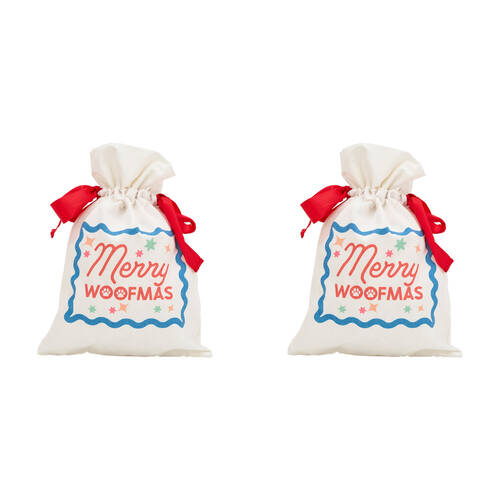 2PK Annabel Trends Santa Sack Gift Bag 43x30cm - Merry Woofmas
