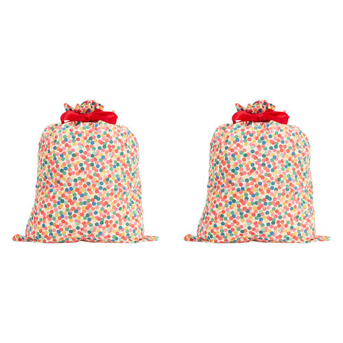 2PK Annabel Trends Santa Sack Gift Bag 73x55cm - Confetti