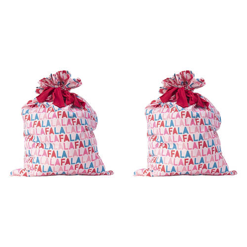 2PK Annabel Trends Santa Sack Gift Bag 73x55cm - Fa La La La