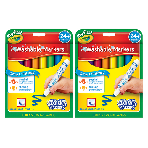 2x8pc Crayola Kids/Childrens Creative My First Markers Set 36m+
