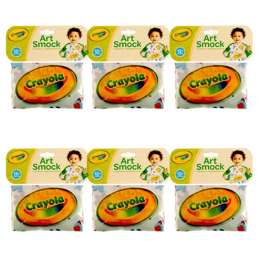 6PK Crayola Adjustable Art Smock/Apron Washable Kids/Toddler 1y+