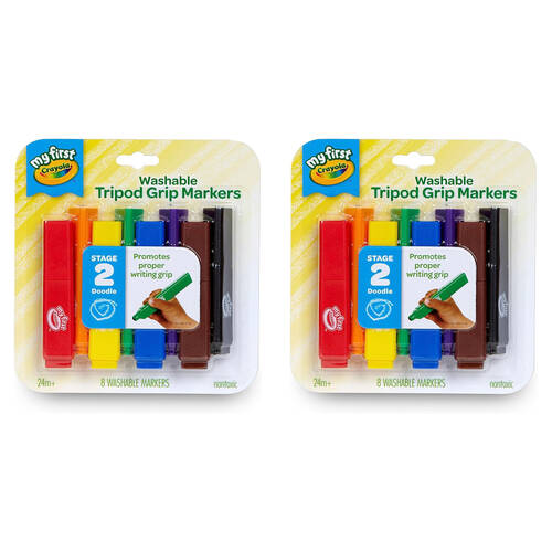 2x 8pc Crayola Young Kids Washable Tripod Grip Markers Kids 2y+