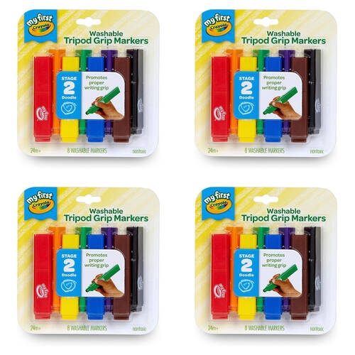 4x 8pc Crayola Young Kids Washable Tripod Grip Markers Kids 2y+