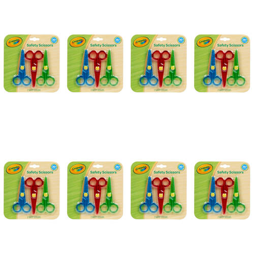 8x 3pc Crayola Plastic Safety Scissors Rounded Tip Kids 3y+
