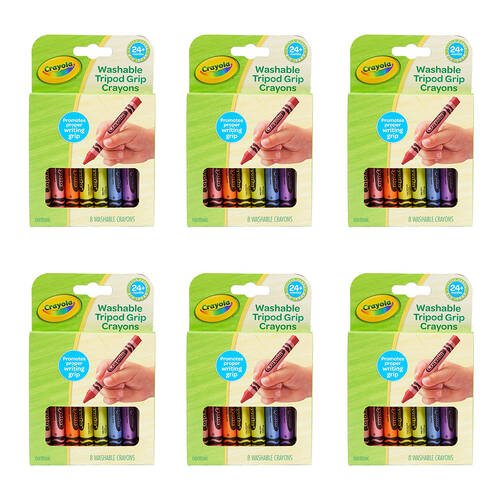 6x 8pc Crayola Washable Tripod Grip Crayons Kids/Children 2y+