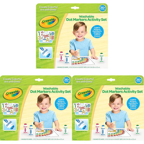 3PK Crayola Washable Dot Markers Activity Set Craft Kit Kids 3y+