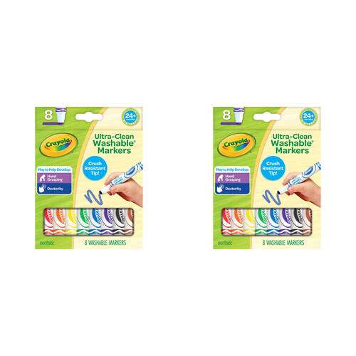 2x 8pc Crayola Ultra-Clean Washable Markers Broad Tip Kids 2+