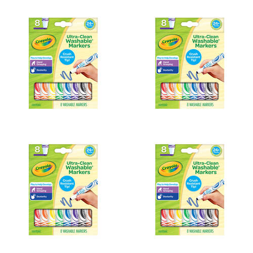 4x 8pc Crayola Ultra-Clean Washable Markers Broad Tip Kids 2+