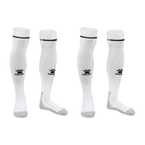 2PK Kelme Sport Kids Full Length Football Soccer Socks Size US1-5 White/Black