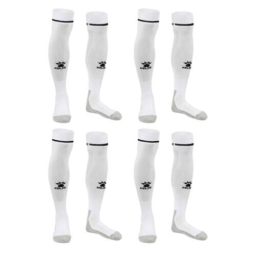 4PK Kelme Sport Kids Full Length Football Soccer Socks Size US1-5 White/Black