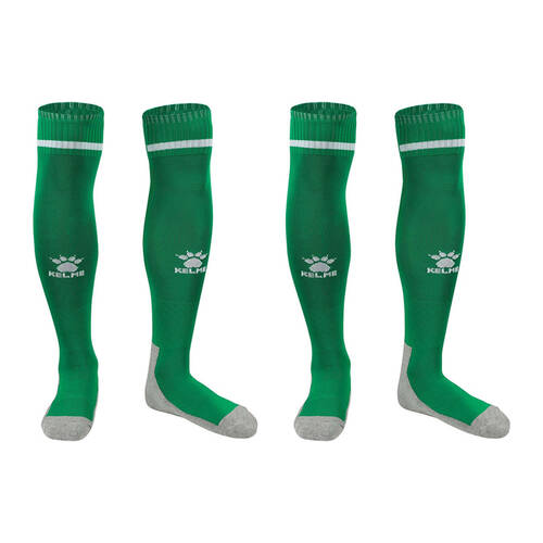 2PK Kelme Sport Kids Full Length Football Soccer Socks Size US1-5 Grass Green/White