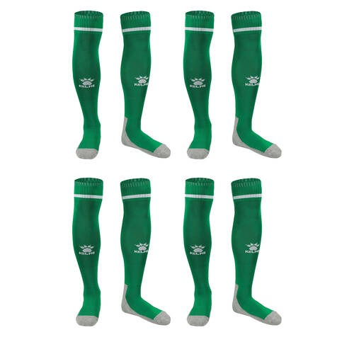 4PK Kelme Sport Kids Full Length Football Soccer Socks Size US1-5 Grass Green/White