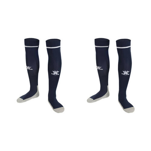 2PK Kelme Sport Kids Full Length Football Soccer Socks Size US1-5 Dark Blue/White